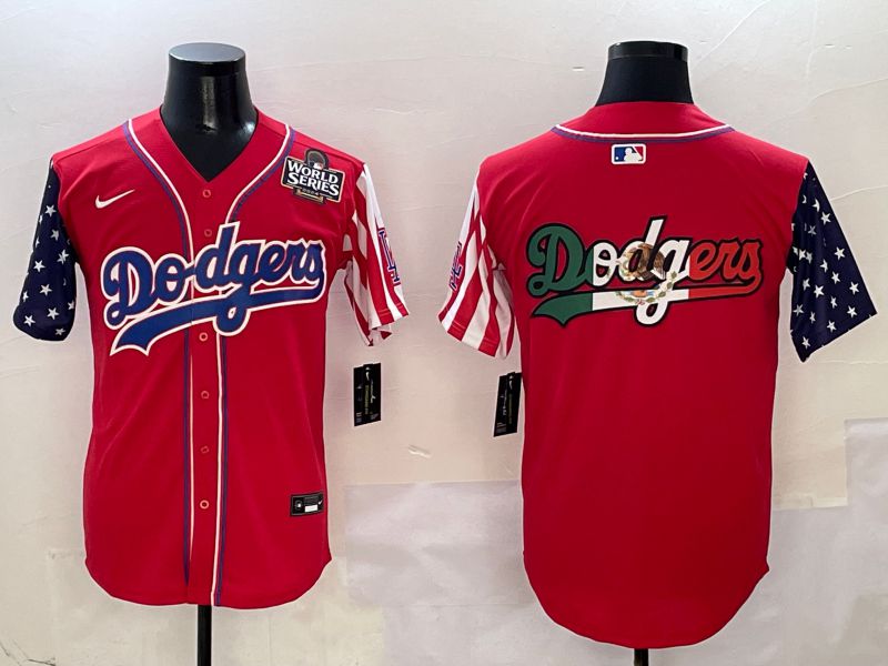 Men Los Angeles Dodgers Blank Red a generation of national flags Joint name 2025 Nike MLB Jersey style 13
